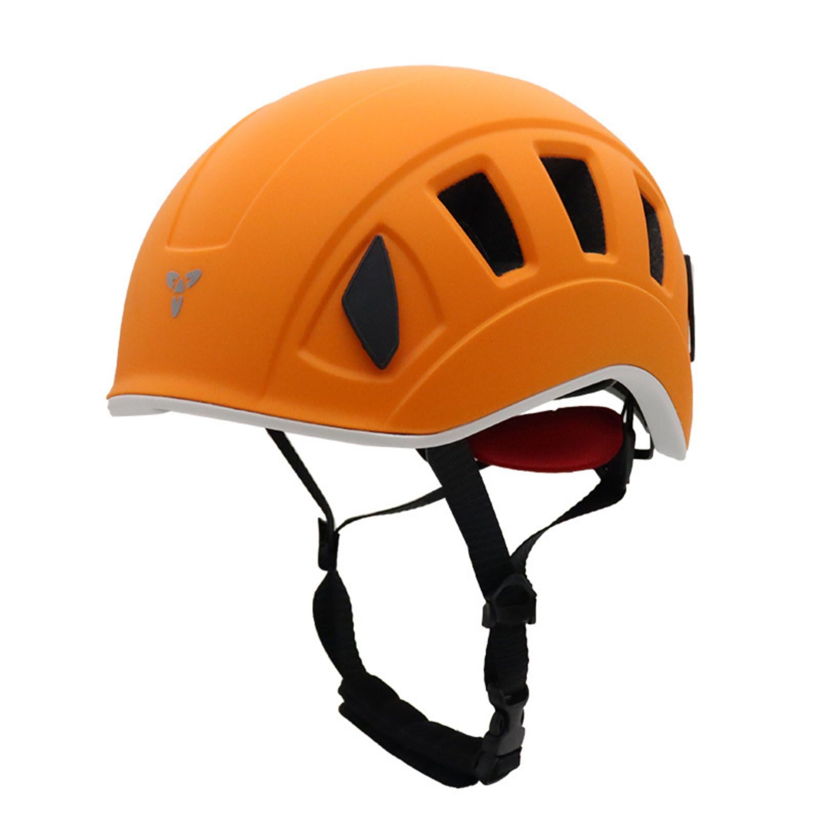 Casco de Alpinismo Extremadamente Ligero Ventilación Múltiple Casco de Escalada en Hielo Certificación CE Protección Personal para Escaladores, Naranja Y Blanco, M48-56cm