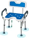 Luckfaith LC03 Adjustable Shower Chair with Arms – Non-Slip U-Shaped Shower Seat with Padded Backrest & Armrests, Lightweight Bath Stool for Elderly, Disabled & Recovery - 1