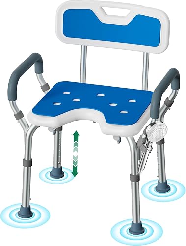 Luckfaith LC03 Adjustable Shower Chair with Arms – Non-Sl…