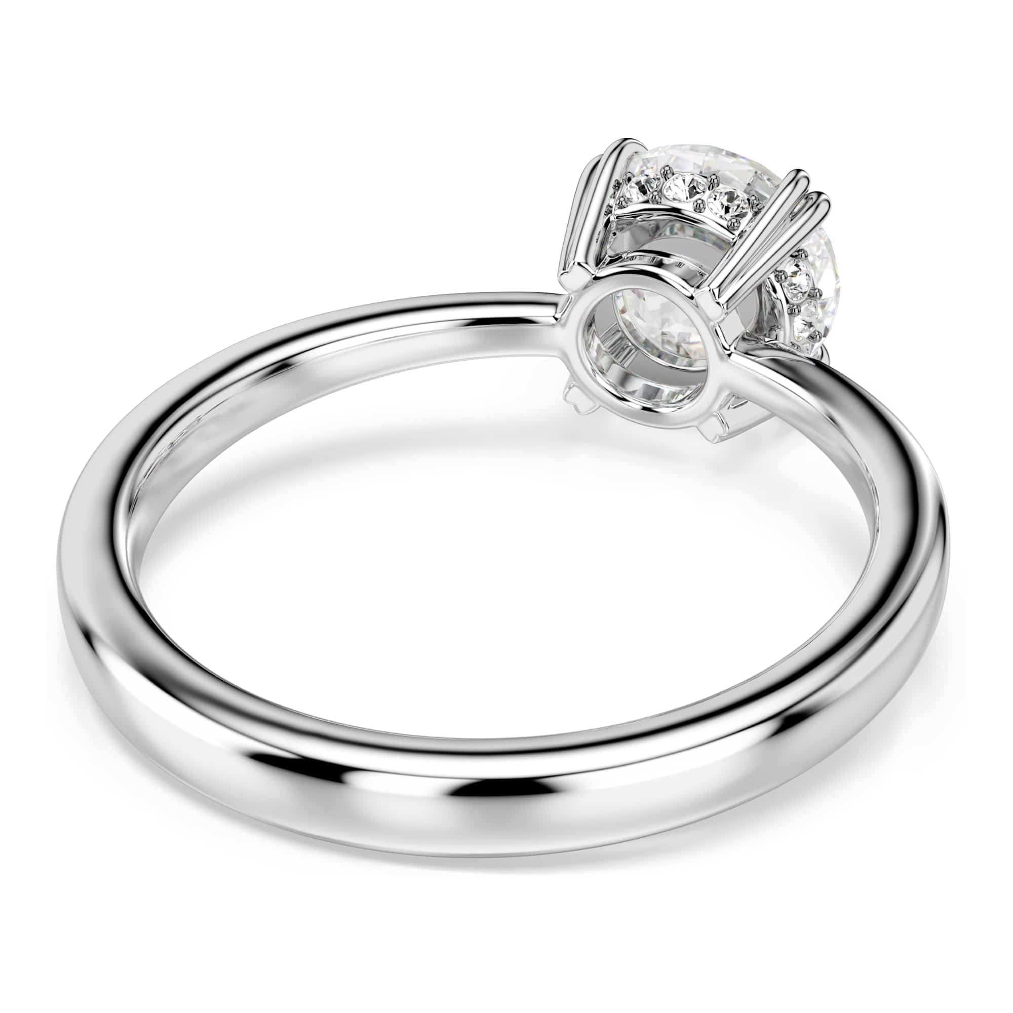 Swarovski Stilla Collezione Anello cocktail, Taglio rotondo, Bianco, Finitura tonalità argento
