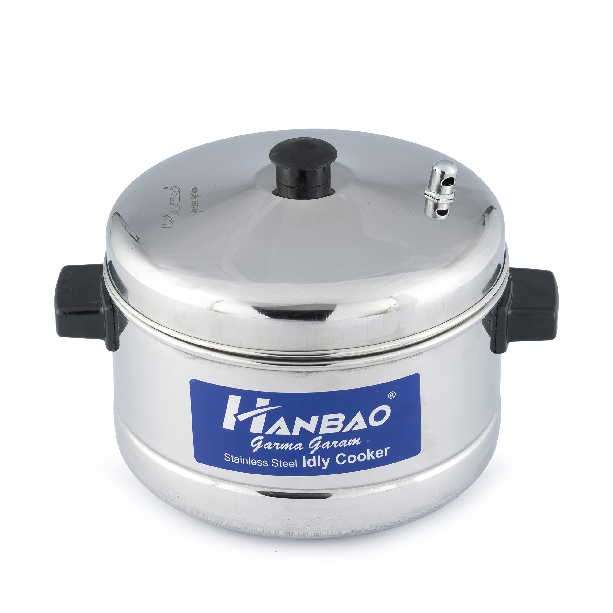 HANBAOStainless Steel Idly Cooker, 4 Plates Plus 1 Mini idly Plate, Garma Garam