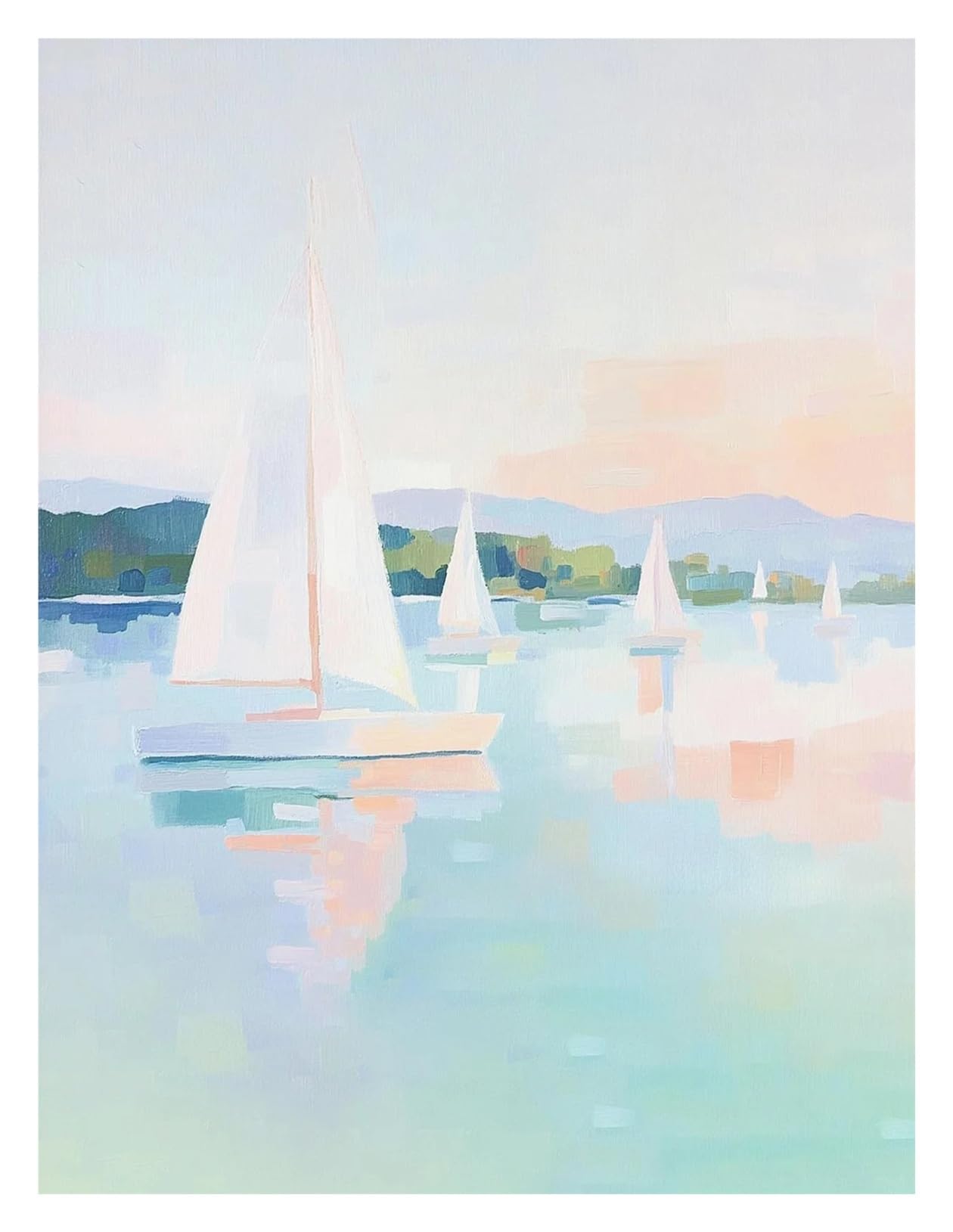 XENITE Wall Art Canvas Prints Classic Oil Painting Seaside Sea Sailboat Sky Scenery Poster Canvas Art Painting Printing Home Room Wall Pictures Decor(F,40X50cm)