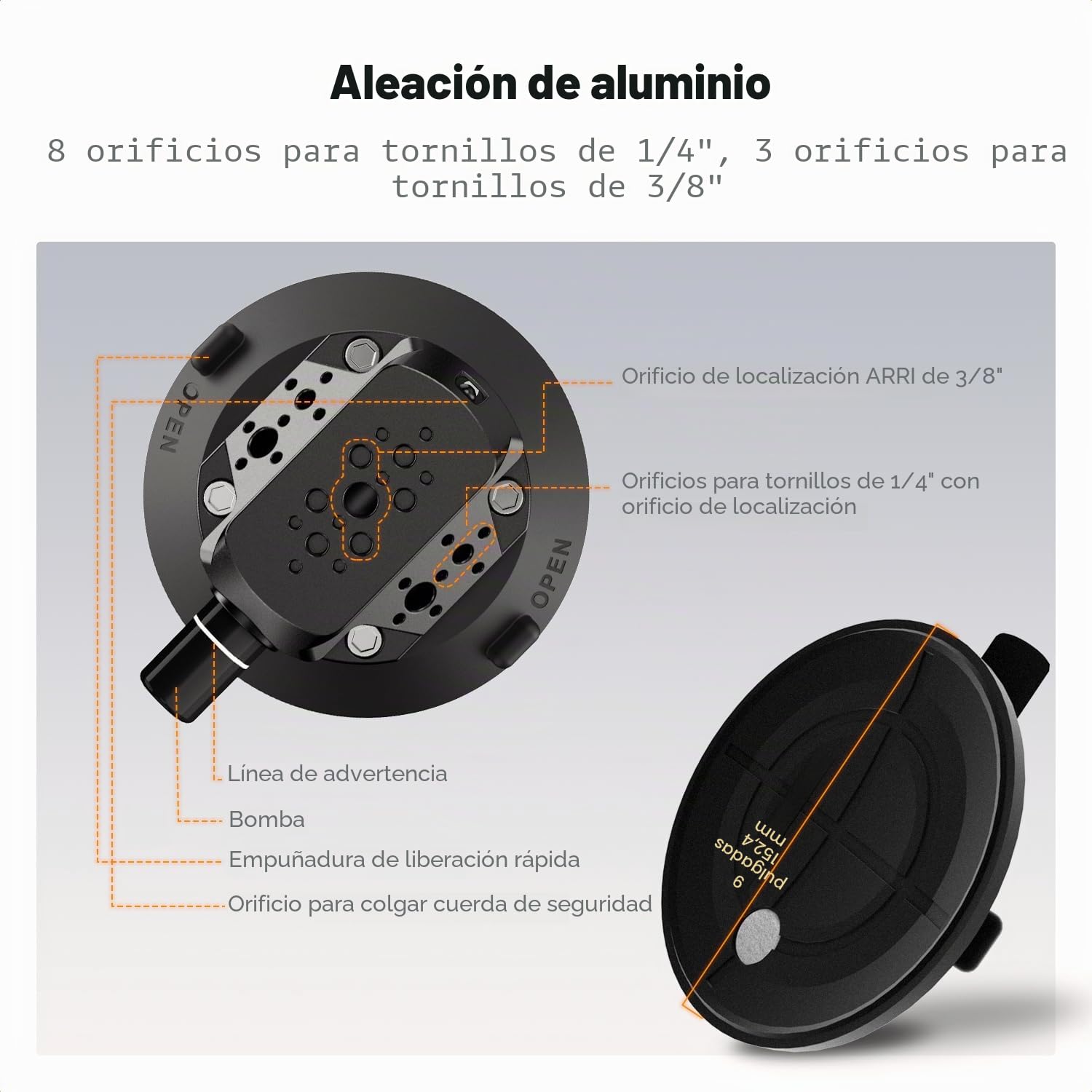 K&F CONCEPT 6" Suction Cup Camera Mount con Brazo Mágico Cabeza Bola, Soporte de Cámara con Ventosa de Coche con 1/4" 3/8" ARRI Agujeros Comaptible con GoPro Hero 13,Insta-360 X5,Action 5 Pro,iPhone