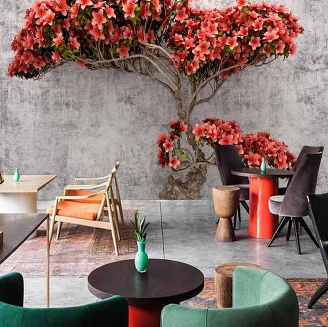 Papier peint 3D arbre fleuri haut de gamme salon 150x105cm