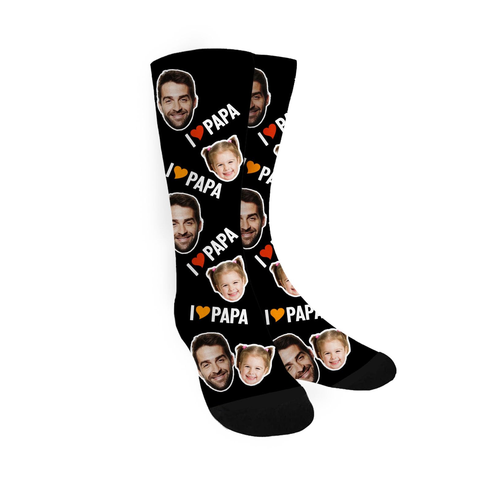 Custom Photo Pet Face Socks, Love Heart Crew Socks with 2 Faces for Men Women