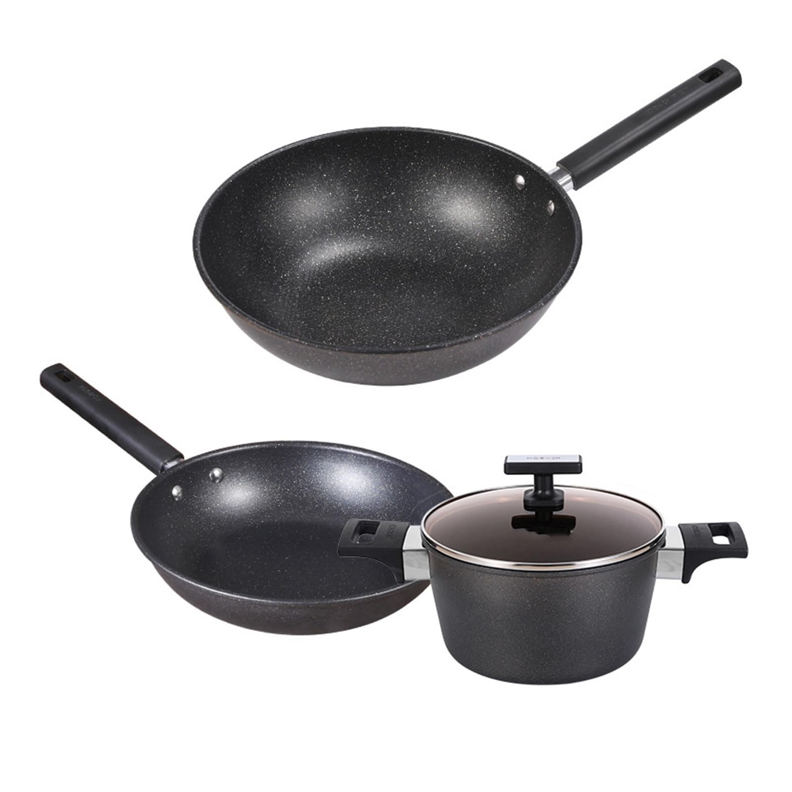 WBDHEHHD Cookware Non-Stick Skillet Set Household Wok Pan Skillet Stock Pot Milk Pot Magnetic Stove Gas Universal