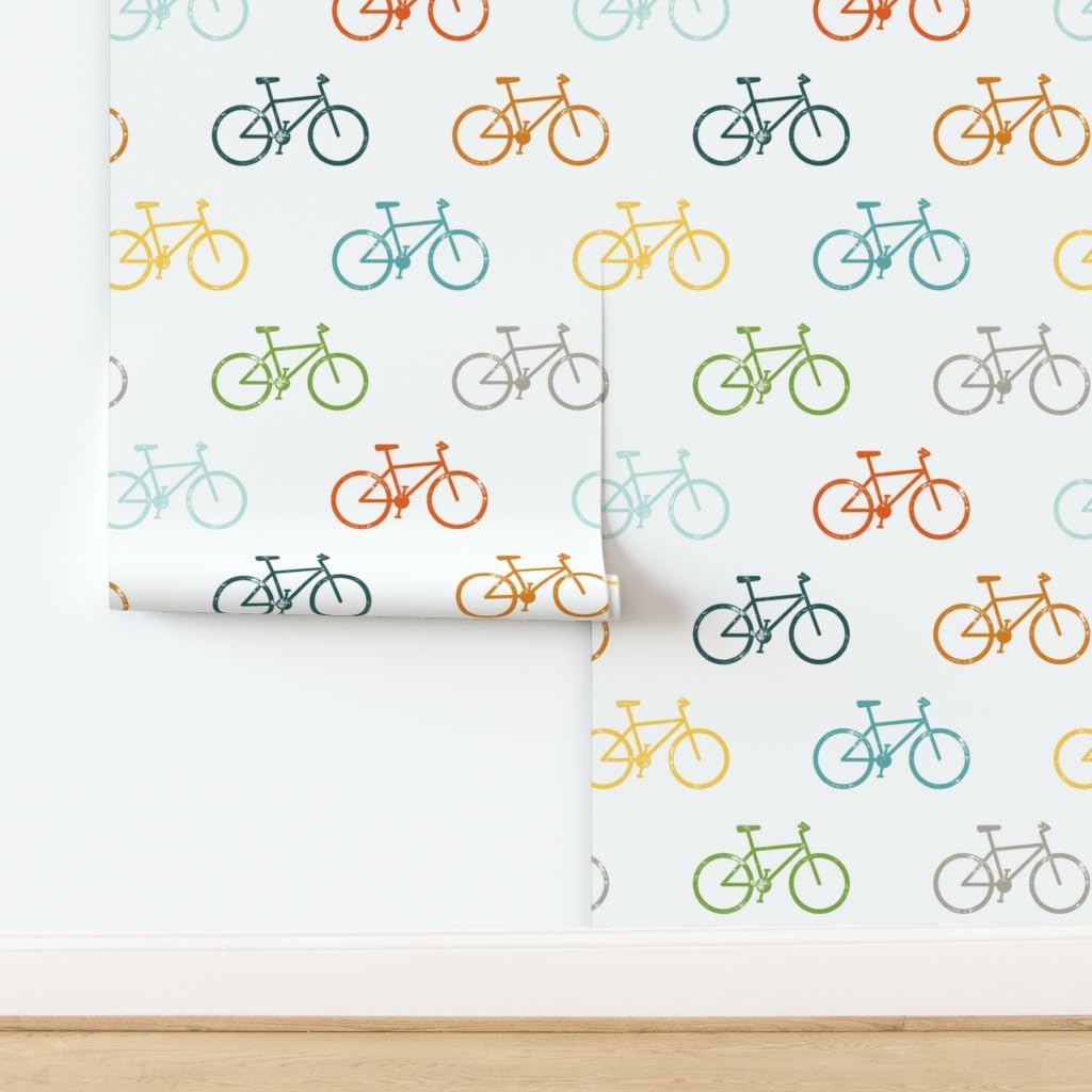 Removable Wallpaper Swatch - Bicycle Bikes Multi Fall Trendy Bike Sport Marathon Custom Pre-Pasted Wallpaper by Spoonflower