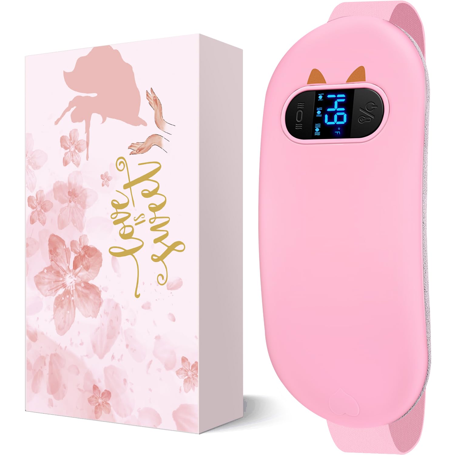 Portable Cordless Heating Pad, Heating Pads for Period Cramps, Back Pain with 6 Heat Levels 6 Massage Modes, Electric Device Belly Wrap Belt for Women Girls(Pink)