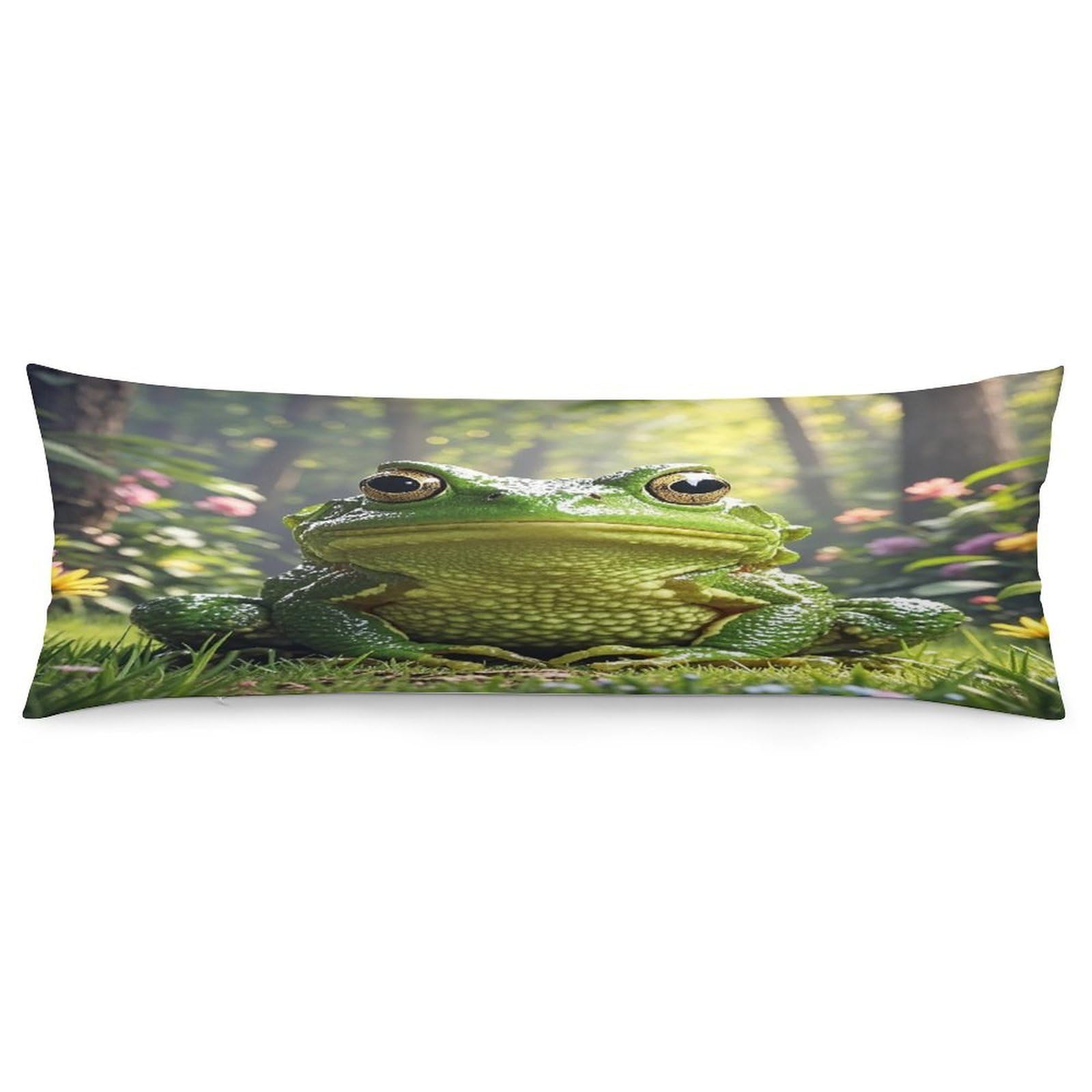 Frog Pillowcase Decorative Long Body Pillow Case Soft Breathable Body Pillow Cover Modern Large Pillowcase Cute Body Pillow Pillowcases for Bedroom Couch 18.9 X 53 Inch