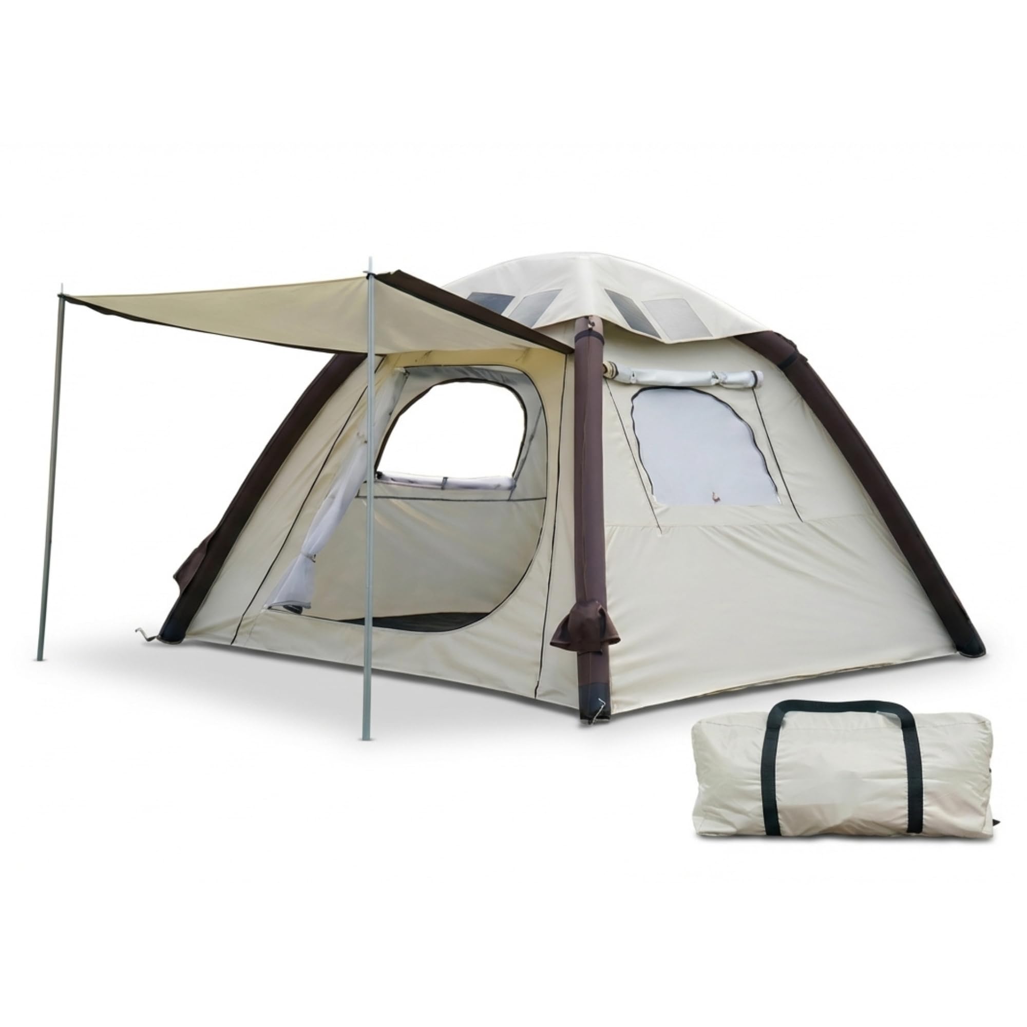 Automatisch aufblasbares Campingzelt mit 52W Solardach, 2–4 Personen, 210T Polyester, Wasserdicht, Auto Aufpumpen in 3 Min, TPU-Luftsäule, USB & Type-C Stromausgang, Familien- & Auto-Camping Zelt Sport & Freizeit