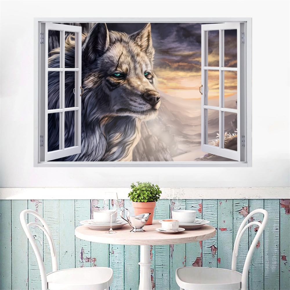 Vinilos Decorativos 3D Rotos Lobo Tatuaje De Pared Vinilo Extraíble Decoración Del Hogar Calcomanías Para Bebé Guardería Niña Niño Habitación Decoración De Pared 120x80cm