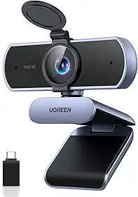 UGREEN Webcam 4K para PC HD 1080P 60FPS com Microfone, Tampa de Privacidade, Campo de Visão de 70°, Foco Automático PDAF, Adaptador USB A e USB C, Plug & Play, para Streaming, Conferência e Zoom