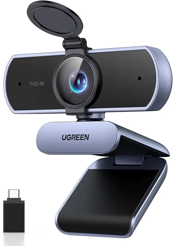 UGREEN Webcam 4K para PC HD 1080P 60FPS com Microfone, Tampa de Privacidade, Campo de Visão de 70°, Foco Automático PDAF, Adaptador USB A e USB C, Plug & Play, para Streaming, Conferência e Zoom