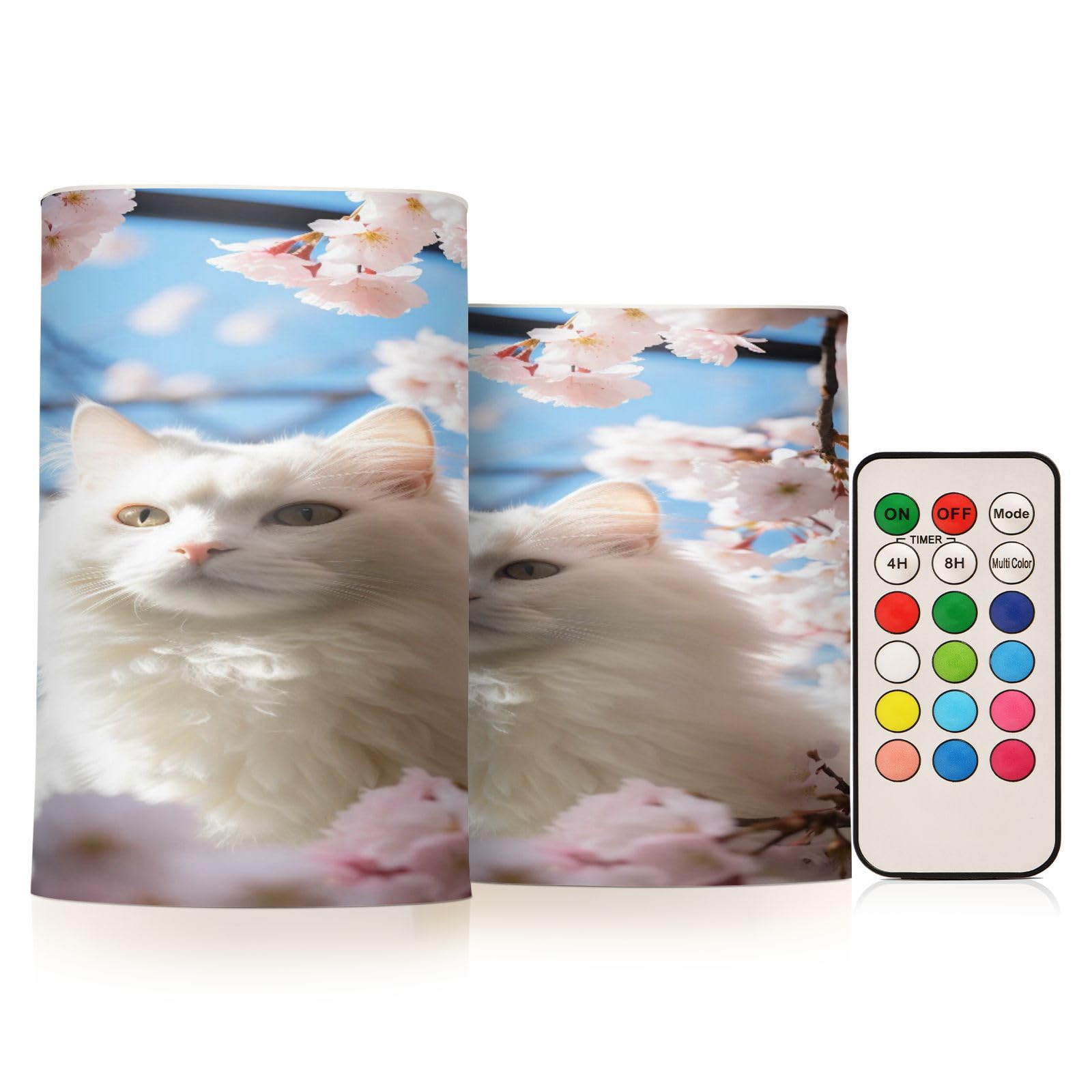 ALAZA Cat (77) Flickering Flameless Candles Battery Operated with Remote Timer,Tea Light Candles LED Pillar Votive Candles Set of 2 for Outdoor Indoor Decorations