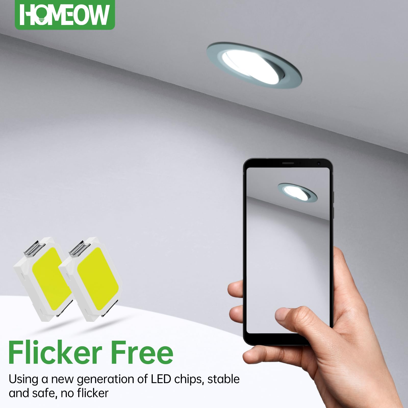 12 Spots LED HOMEOW 5W - IP44 - 450LM 6000K - Orientables - Pour Salle De Bain Et Plafond