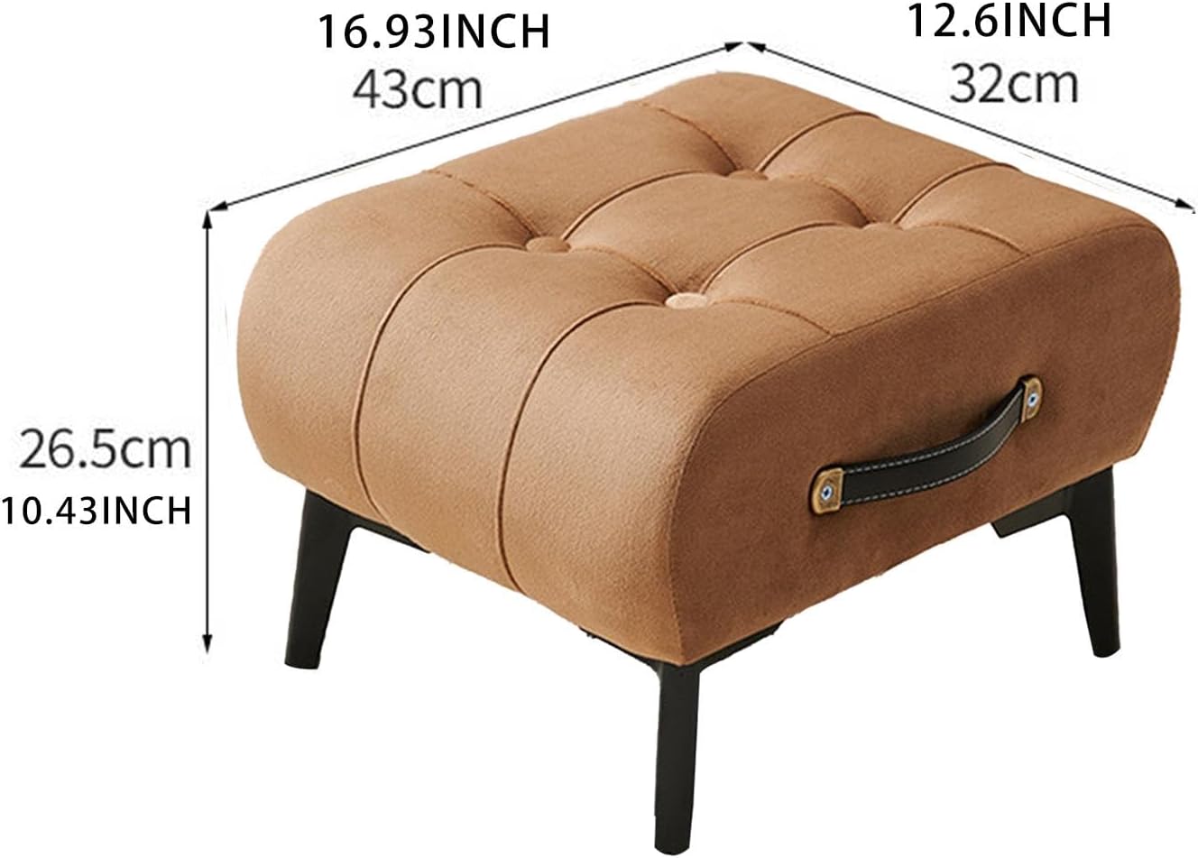 Foot Stool Footrest Ottoman Stool Suede Footstool for Nursery Bedroom Apartment Playroom, Khaki