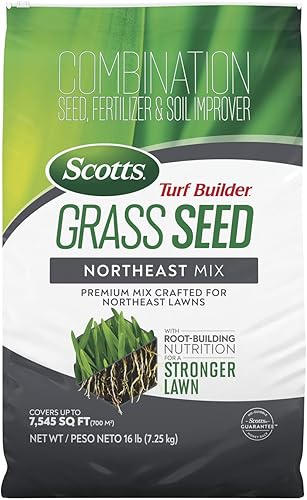 Scotts Turf Builder Grass Seed Northeast Mix es una mezcla premium para césped del noreste con nutrición de construcción de raíces, 16 libras.