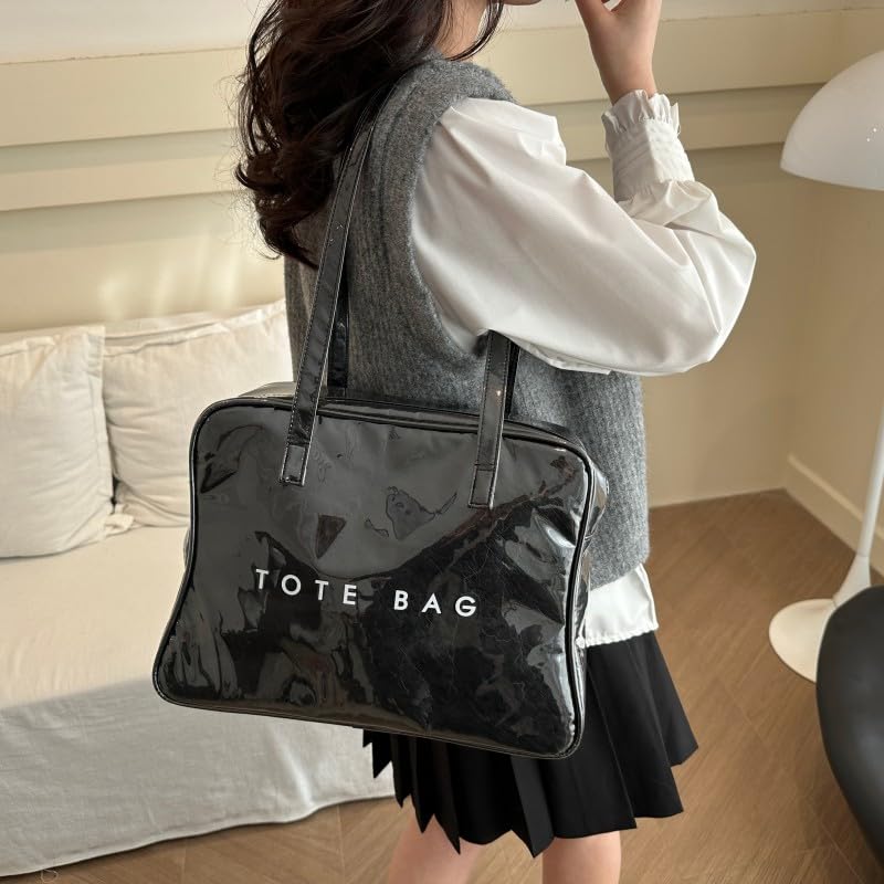 Large Letters Print Handbags Hobo Bags Shoulder Bags Clear Plastic PVC Tote Bag for Women2