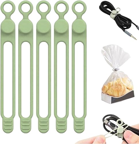 Miniatura 23 de Sujetacables de silicona, organizador de cables reutilizable de datos 2026, gestión de cables de viaje para electrodomésticos, gestión de cables