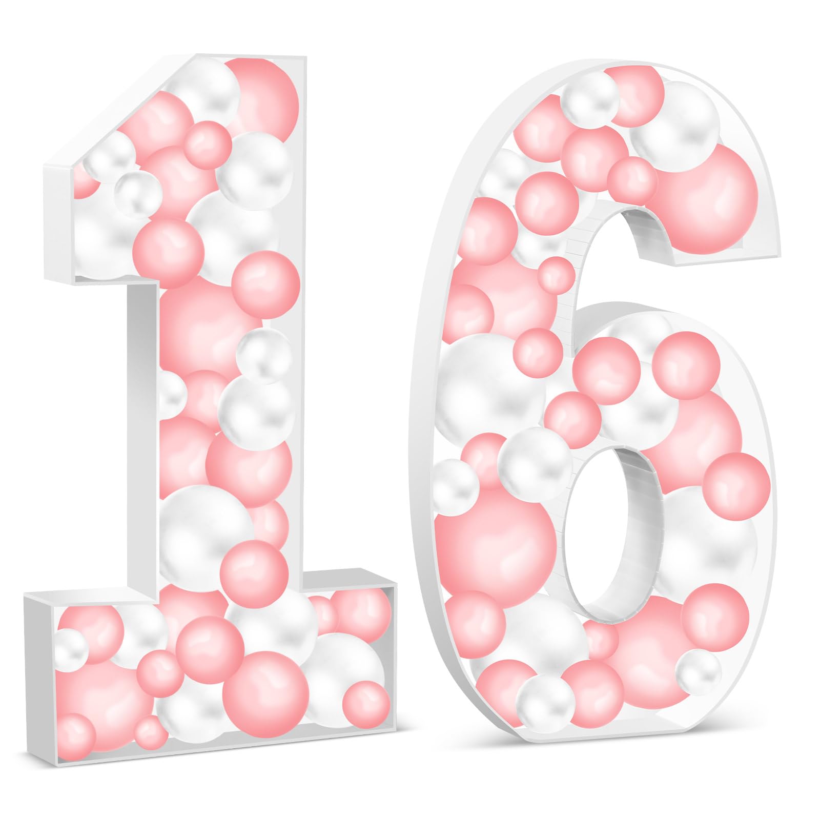 Ripeng 3.3 ft Mosaic Numbers 16 for Balloon Flower Frame 16th Frame Large Marquee Thick Foam Board Pre Cut DIY Numbers Kit Backdrop for Party Decorations Sweet 16th 61st Birthday Wedding Anniversary