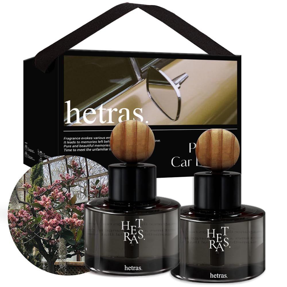 hetras Premium Car Diffuser Set 2.6 fl.oz. 2 Pack | Flower Shop - Flowers &amp; Green Grass Scent | Long-Lasting Luxury Fragrance Air Freshner Car Dash Board Perfume | Gifts for Loved One