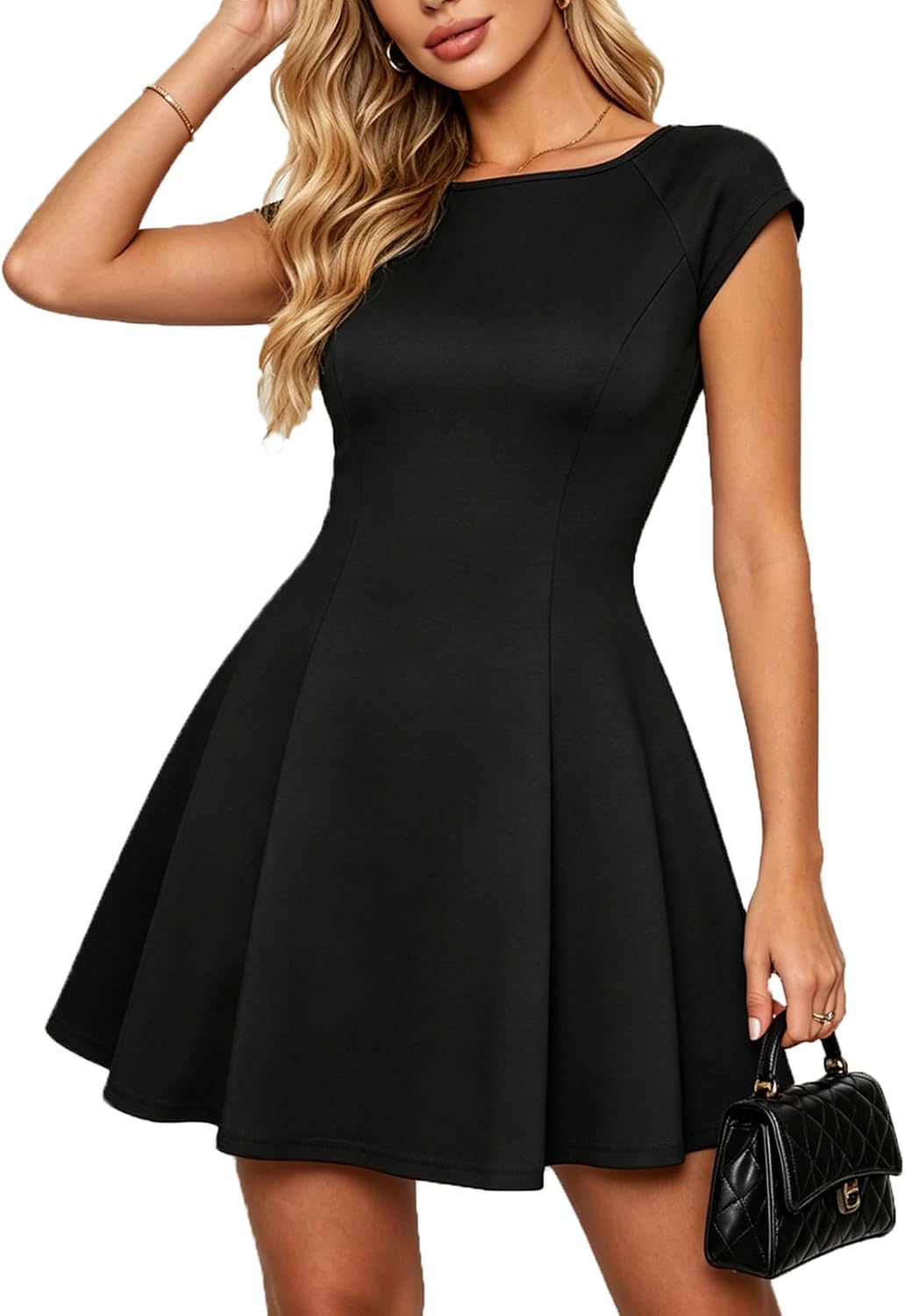 Belle Poque Women's Boat Neck Short Dresses 2026 Summer A Line Mini Sundress Elegant Formal Classy Cocktail Party Dress