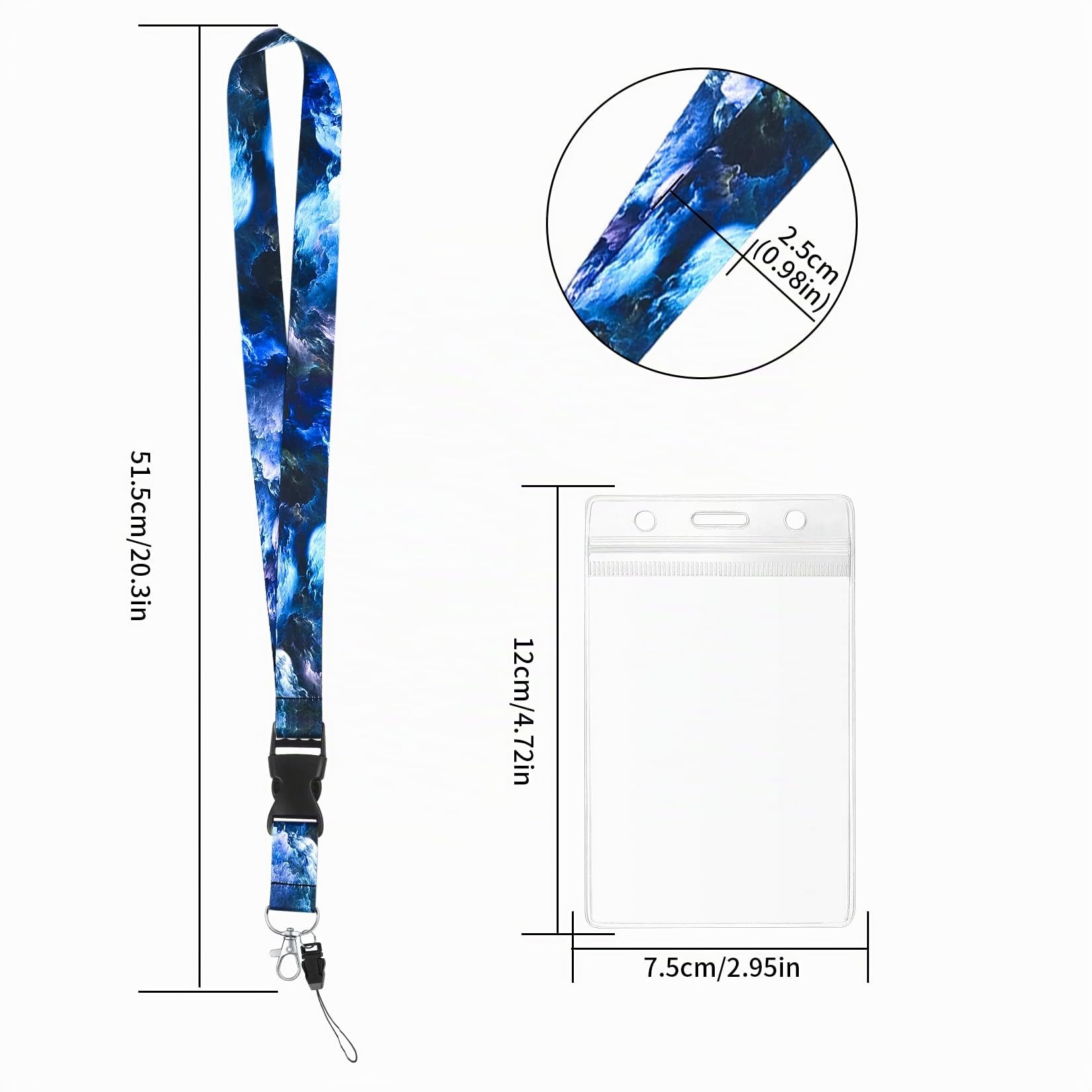 4 Piezas Correas de Cuello para Tarjetas de Identificación, Cordones de Insignia, Correa para Cuello Tarjeta con Hebilla de Liberación Rápida, para Tarjeta, Llaves, Móvil, con 4 x Portatarjetas