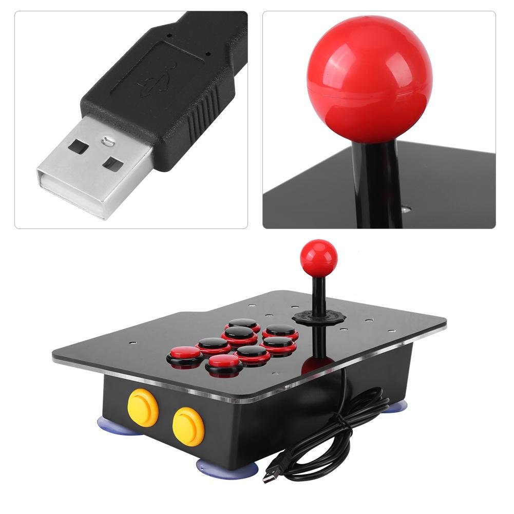 Joystick arcade a 8 vie, controller USB, pulsanti arcade stick zero ritardo per sport, corse, giochi di combattimento