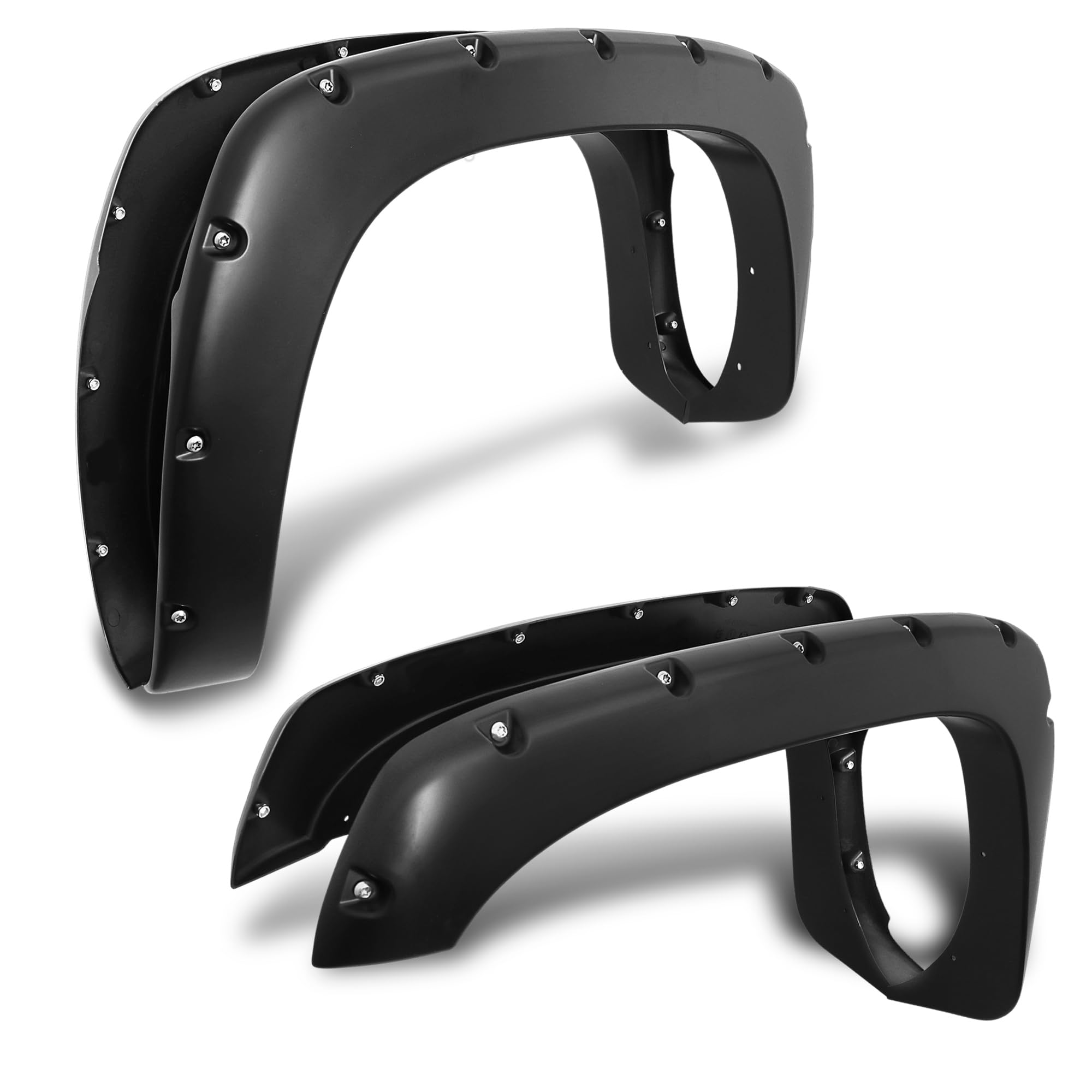 KUIPERAUTO Smooth Pocket Rivet Fender Flares Compatible for 99-06 Chevy Silverado Compatible for 99-06 GMC Sierra 1500 2500 3500HD / 07 Classic (Not for Dually/Stepside Models) Black 4PCS