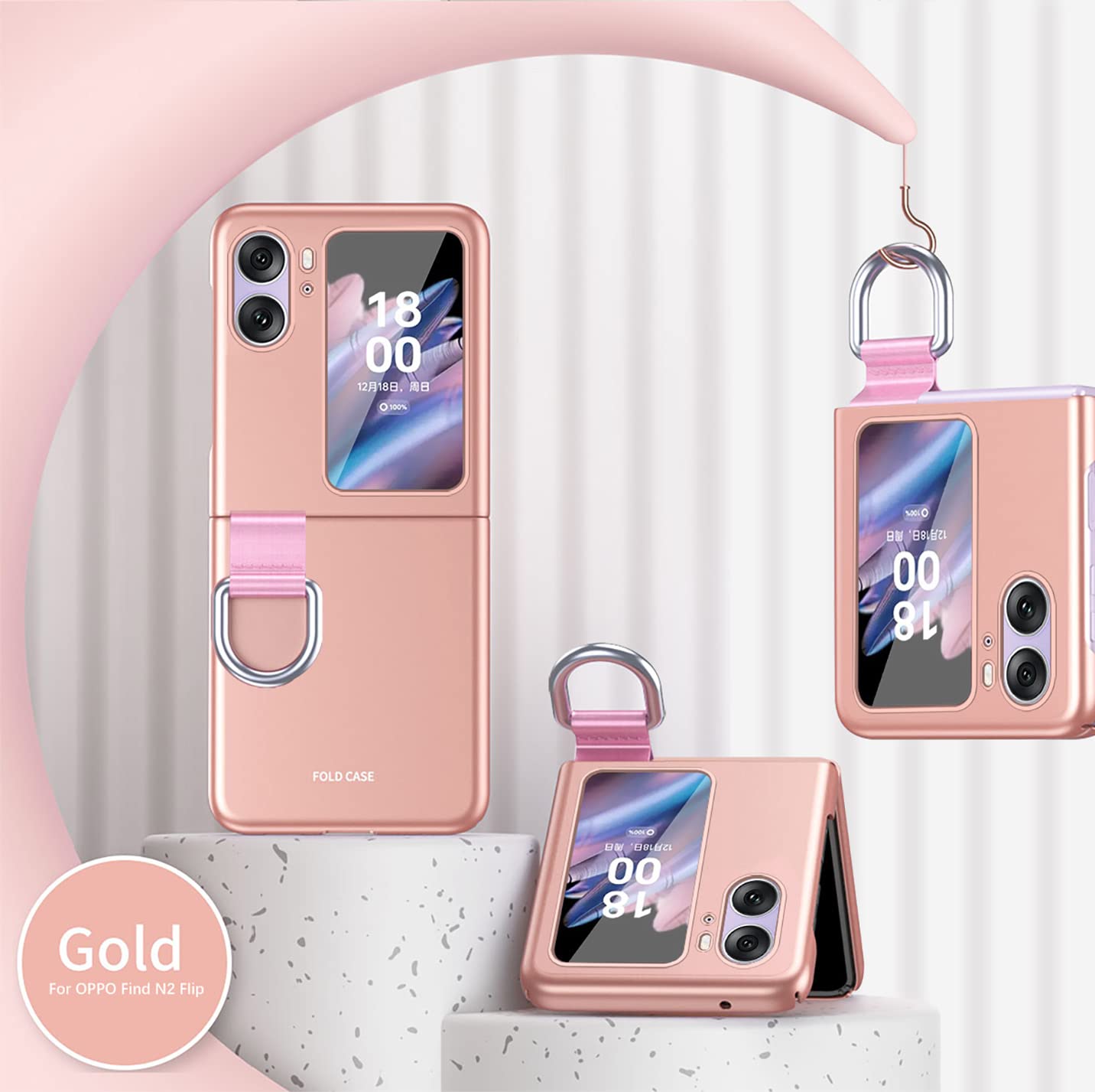 BORYA Etui do OPPO Find N2 Flip, ultracienka, luksusowa okładka z silikonu PC, odporna na wstrząsy, jedwabna, matowa, elegancka, składana obudowa z ochroną przed zarysowaniami z 360° pierścieniem