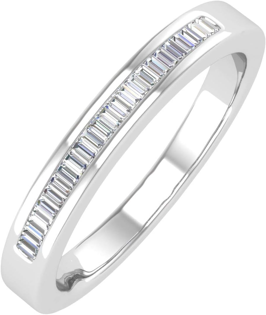 Channel Set Baguette Shape Diamond Wedding Band Ring in 10K Gold (0.16 cttw) (I1-I2 Clarity)