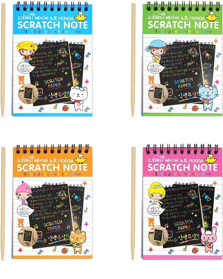 PLUSPOINT Scratch Note Books, 10 Pages Rainbow Scratch Art Book Magic Doodle Scratch Painting Sketch Art Drawing Notepads with Wooden Stylus for Kids Arts and Crafts Perfect Travel Activity (4) (B0CSPMQGFT) Amazon Price History, Amazon Price Tracker