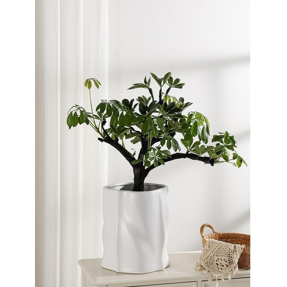 Doniczki Ceramiczna doniczka Nordic Creative Nieregularna 22cm średnicy Salon Zielona Dekoracja domu Doniczka ceramiczna(Biały)