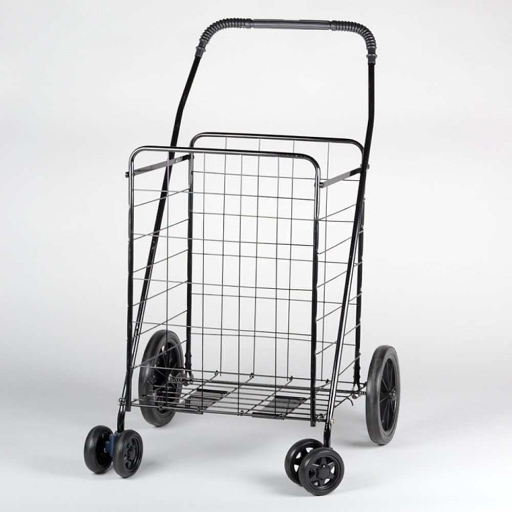 Jumbo Folding Shopping Cart with Swivel Wheel Black from