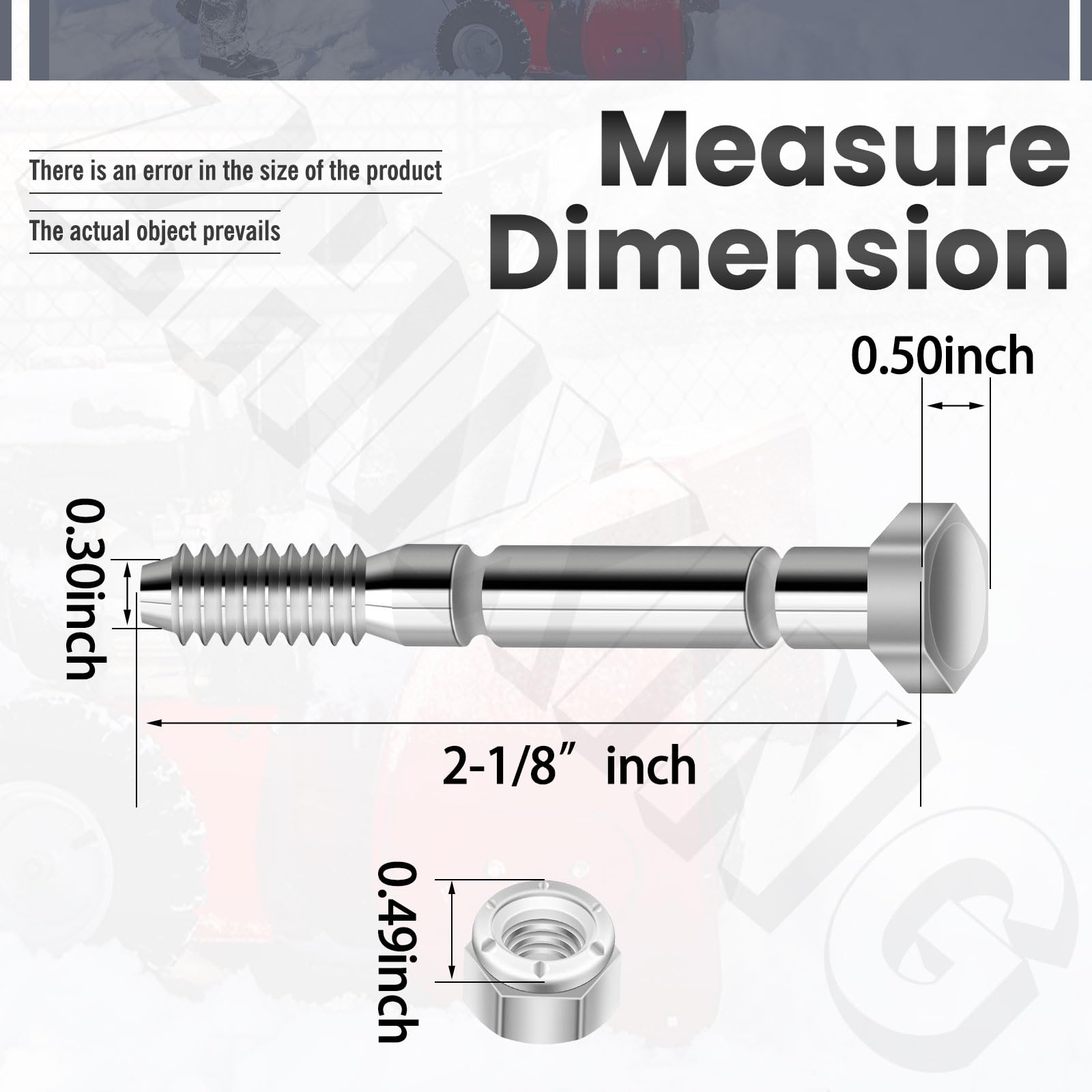 Kit de 6 pièces de boulons et écrous de cisaillement pour souffleuse à neige, 53200500, compatible avec les souffleuses à neige Ariens ST524 ST624 ST724, Jaco-bsen, J-ohn D-eere