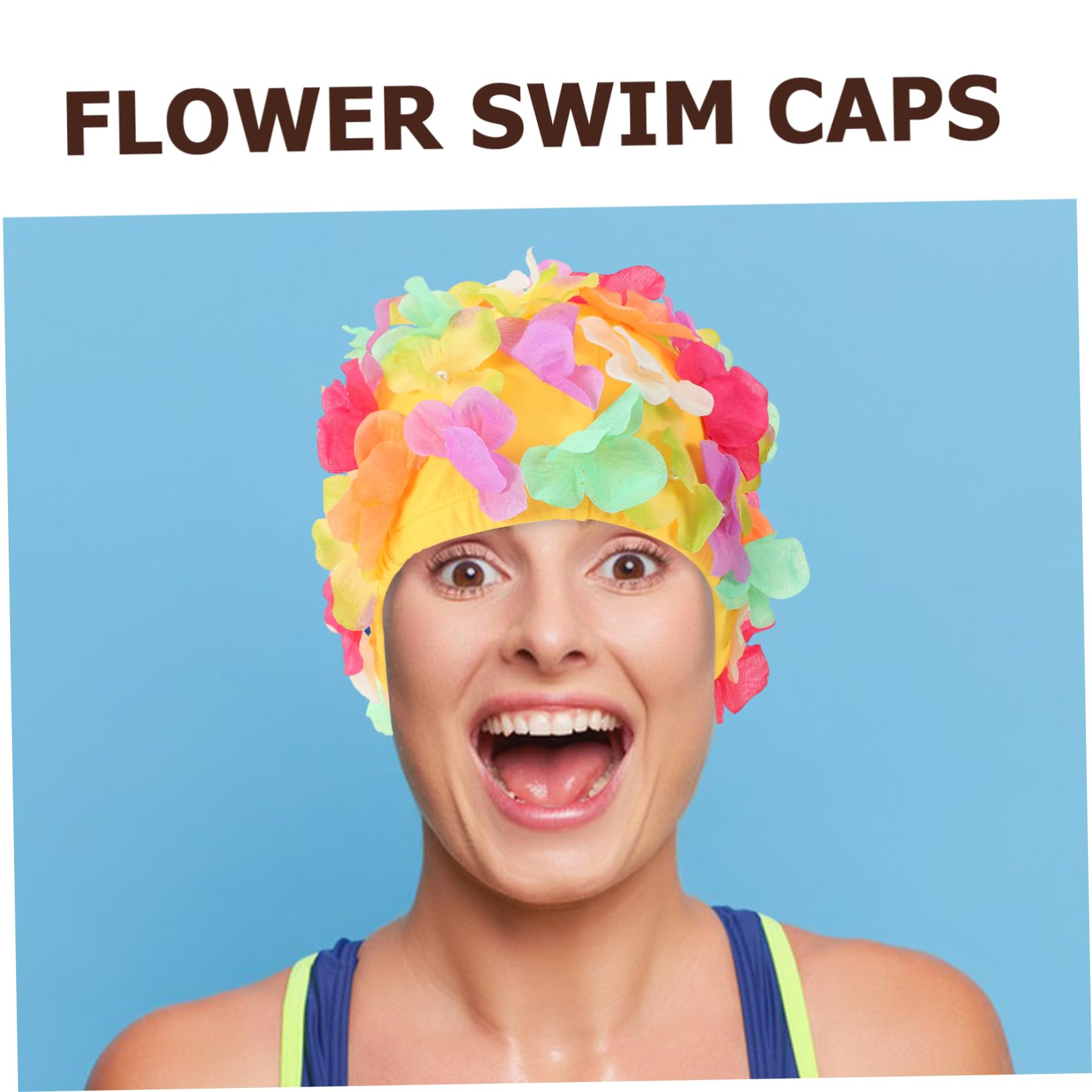 BESTonZON Sombrero de natación de Flores Piscina Gorro de natación Gorro de baño con pétalos Mujeres bañadoras Sombreros de Flores Gorras de natación elásticas Nylon
