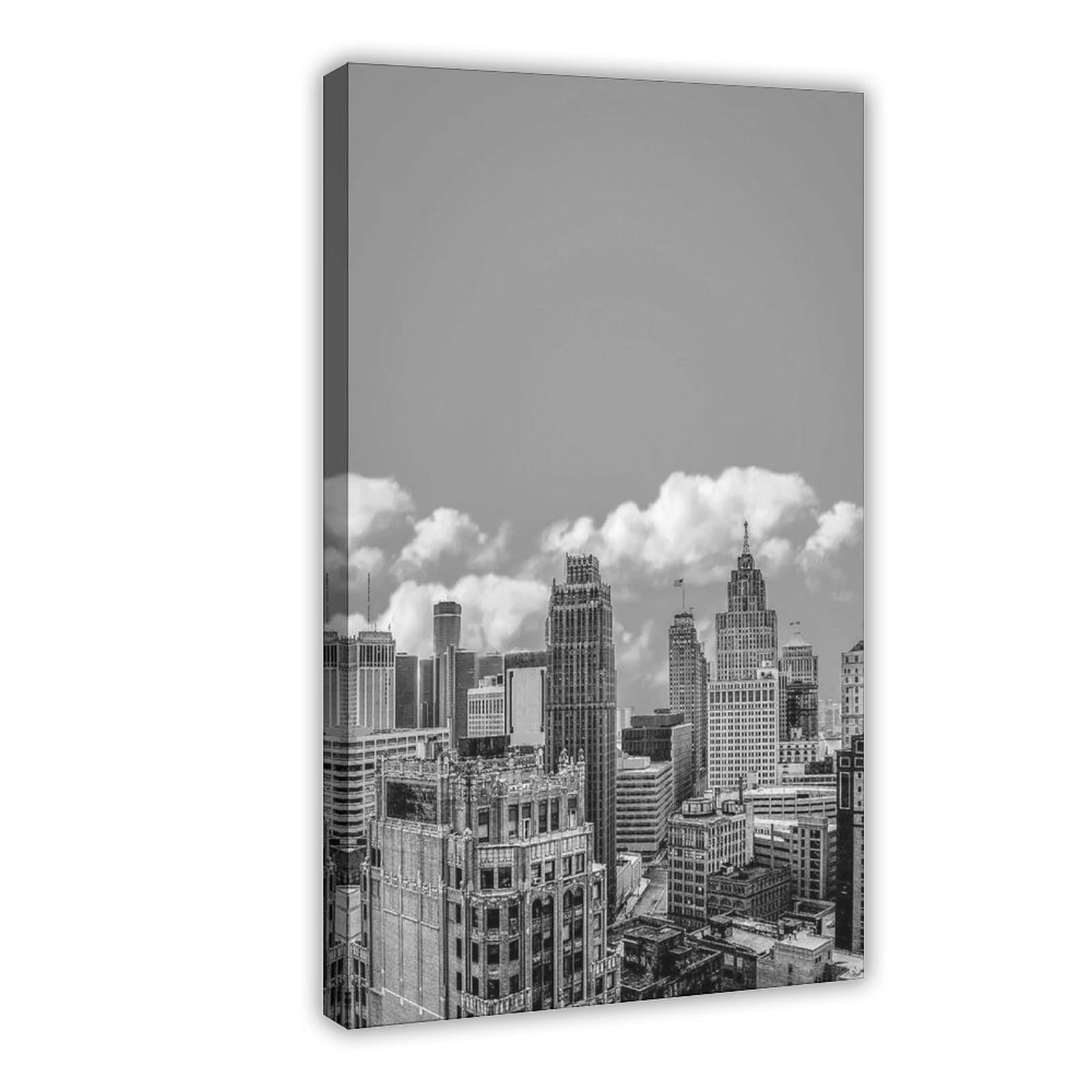Bareronor Detroit Skyline (2) Canvas Poster Bedroom Decor Landscape Office Room Decor Gift 24" L X 36" W