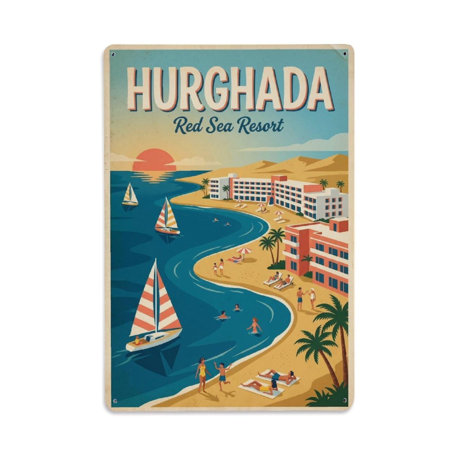 Metal Tin Sign Retro Egypt Hurghada Travel
