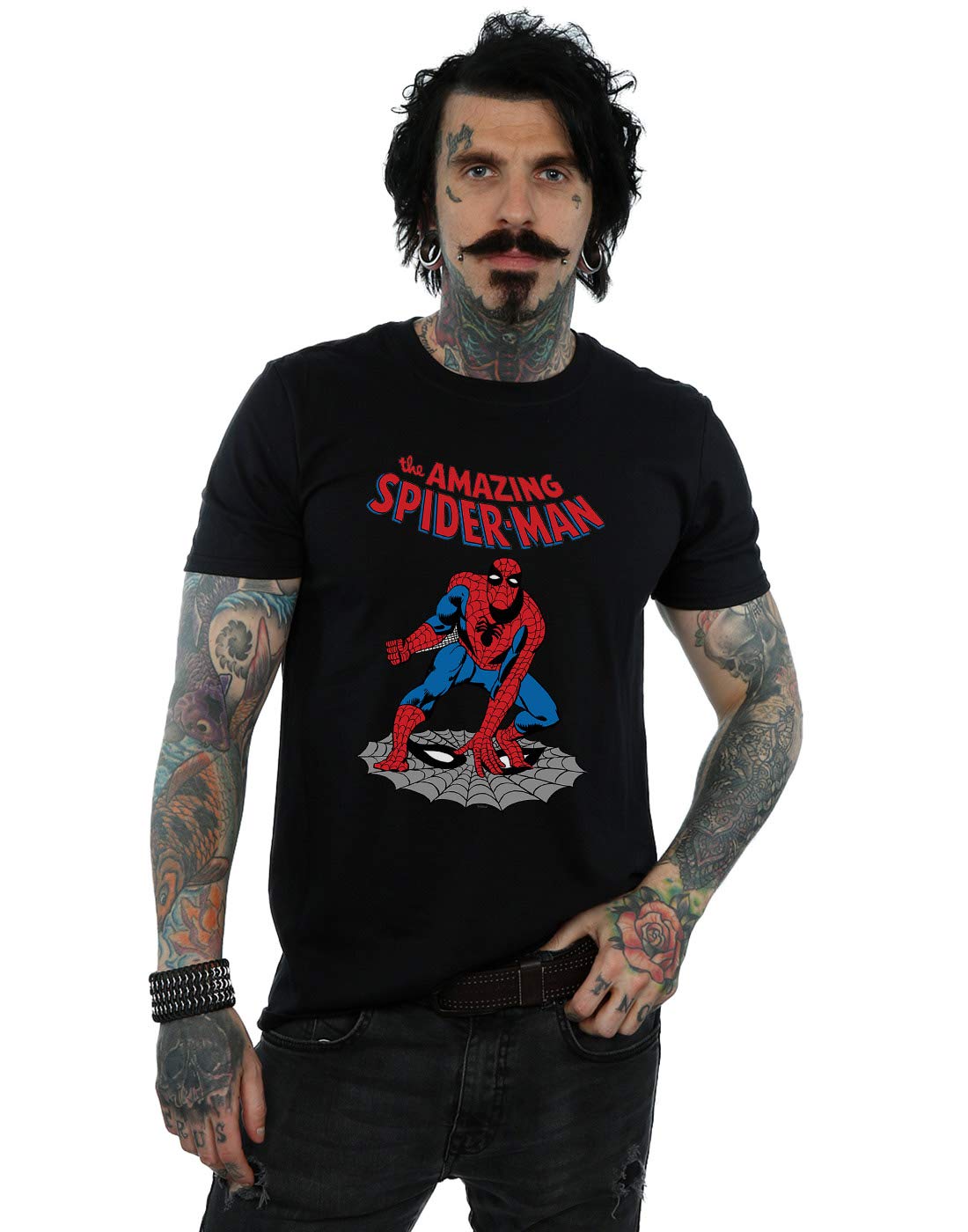 Absolute Cult Men's Black Marvel Spider-Man Painting T-Shirt XX-Large