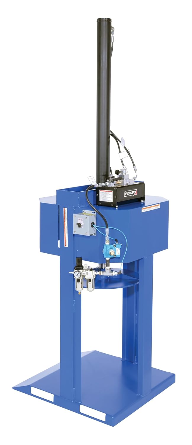 Vestil MTC-PNU-55 Steel Pneumatic Trash Compactor 55 Gallon 68 PSI Compaction Force Blue
