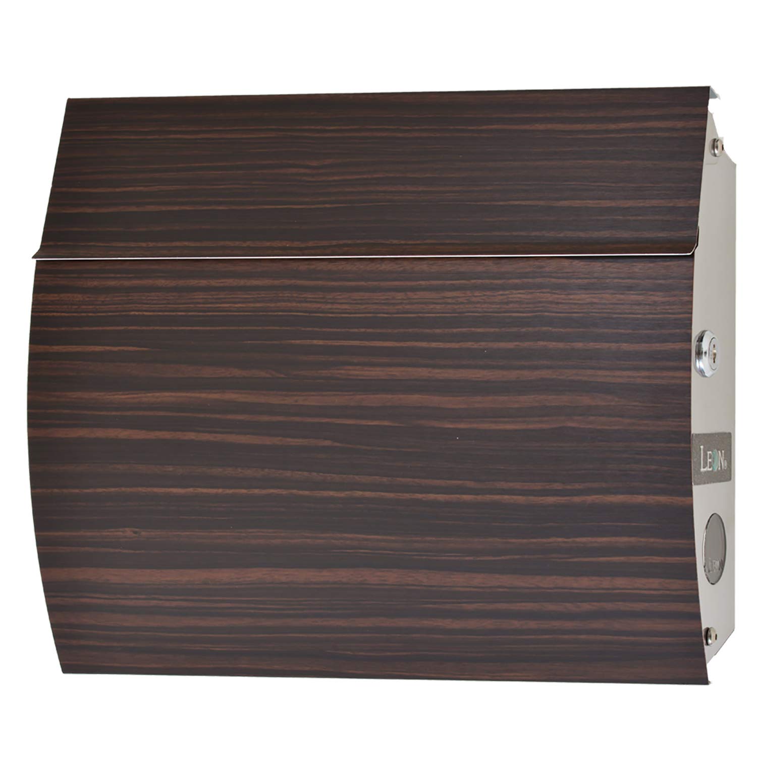 MB-4801 Wall Mount Locking Mail Box, Large Stainless Steel Post Box with Key, Modern Mid Century Wall Mounted Secure Letterbox for House or Office – Ebony Wood : Mail Box Label Not Written