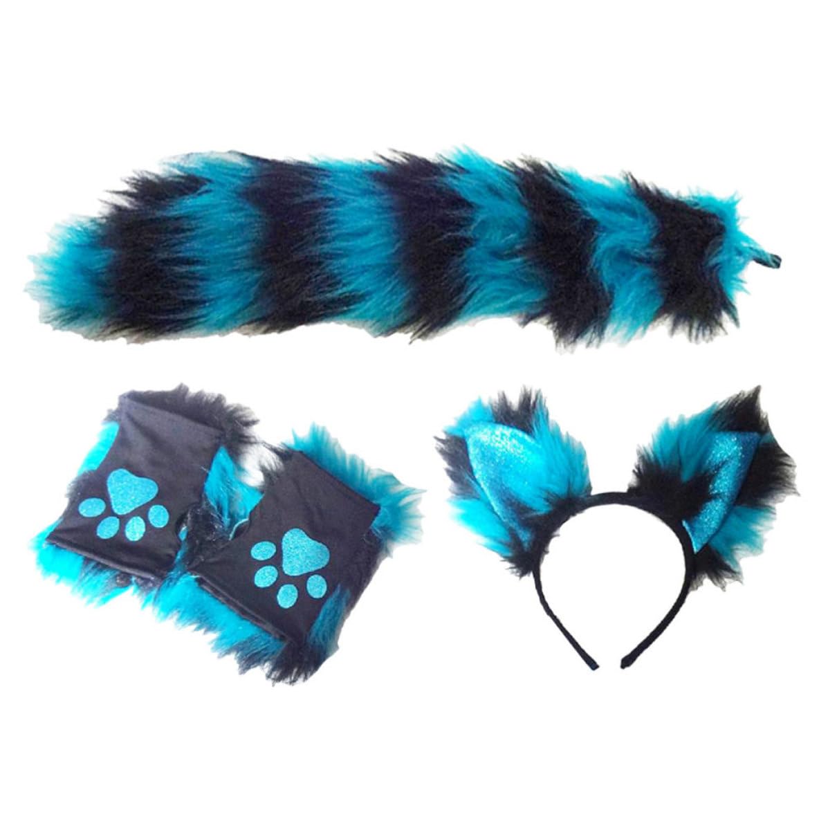 TOPBATHY 5 Juegos Diadema de Peludo Azul de Felpa para Cosplay y Fiestas