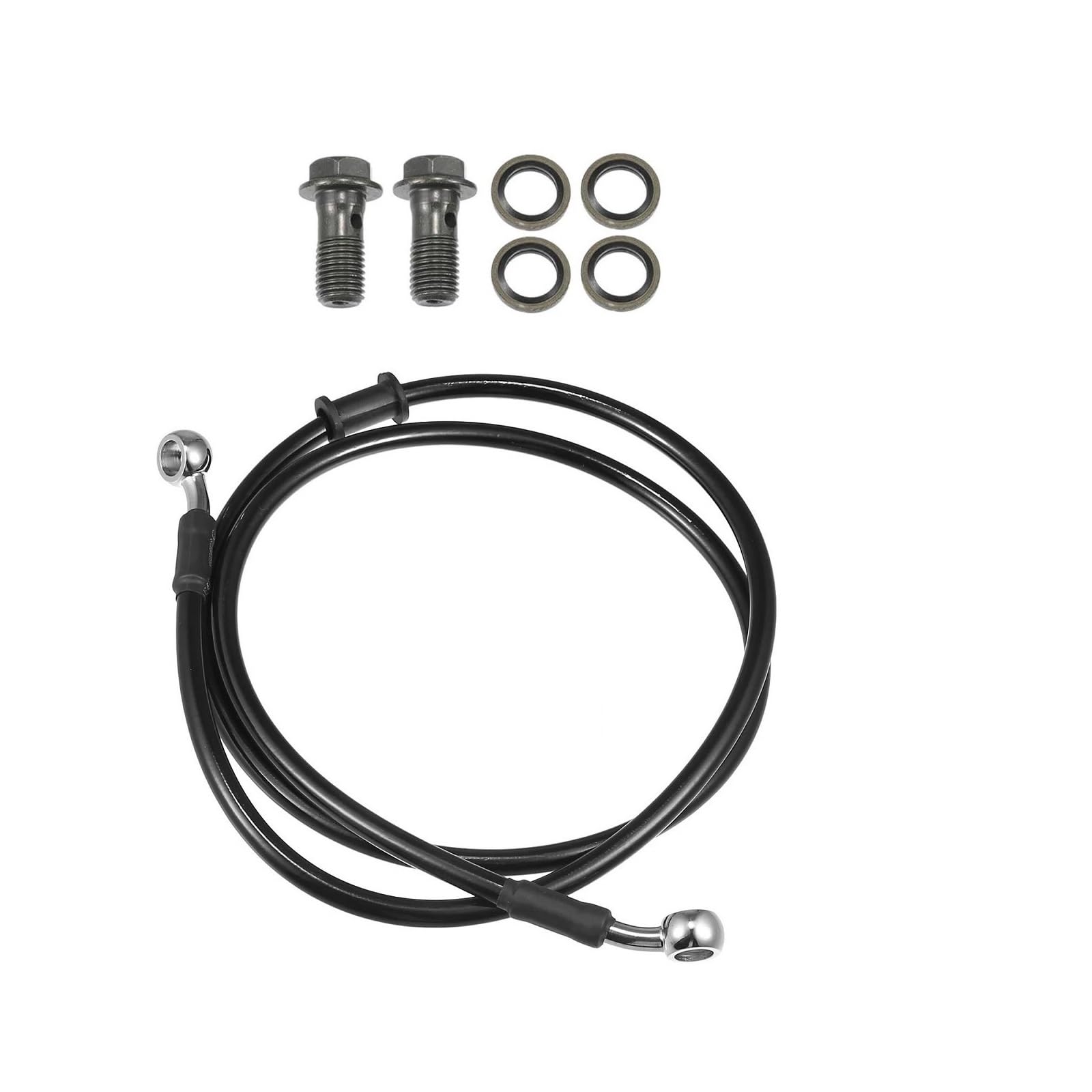 Ksxzw Black- Silver Motorbike Part Motorcycle Brake Oil Hose 120Cm 28 Degree Black Motorbike Accessories
