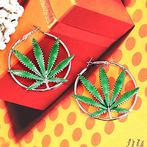 Boderier Hoop Earrings For Women Saint St Patricks Day Green Cannibis Weed/Pot Marijuana Leaf Earrings Fashion Jewelry thumb #5