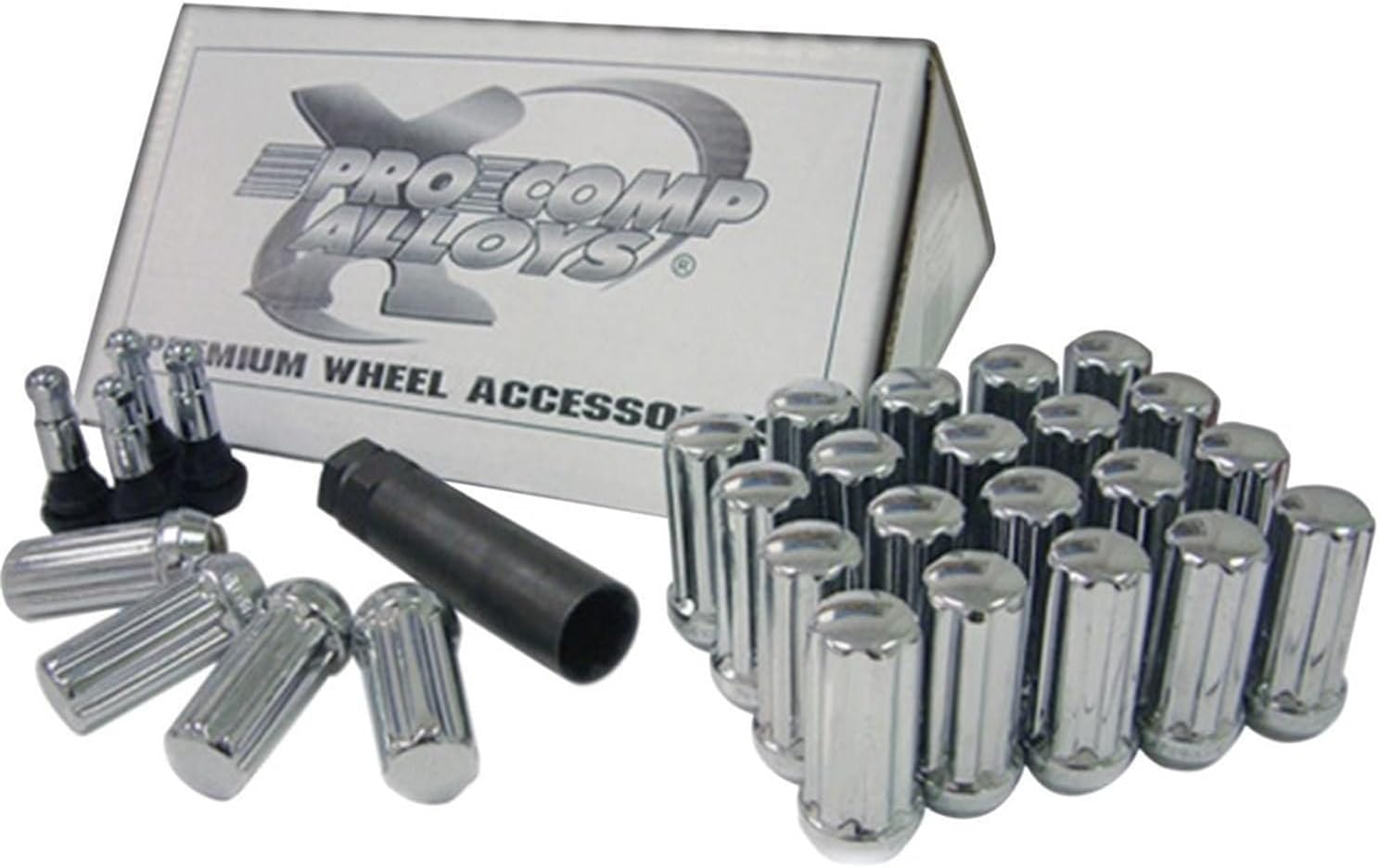 ProComp Alloys Wheels 11134B Lug Nut Kit 12 x 1.5 Spline 6 Lug Kit w/Valve Stem Black Lug Nut Kit