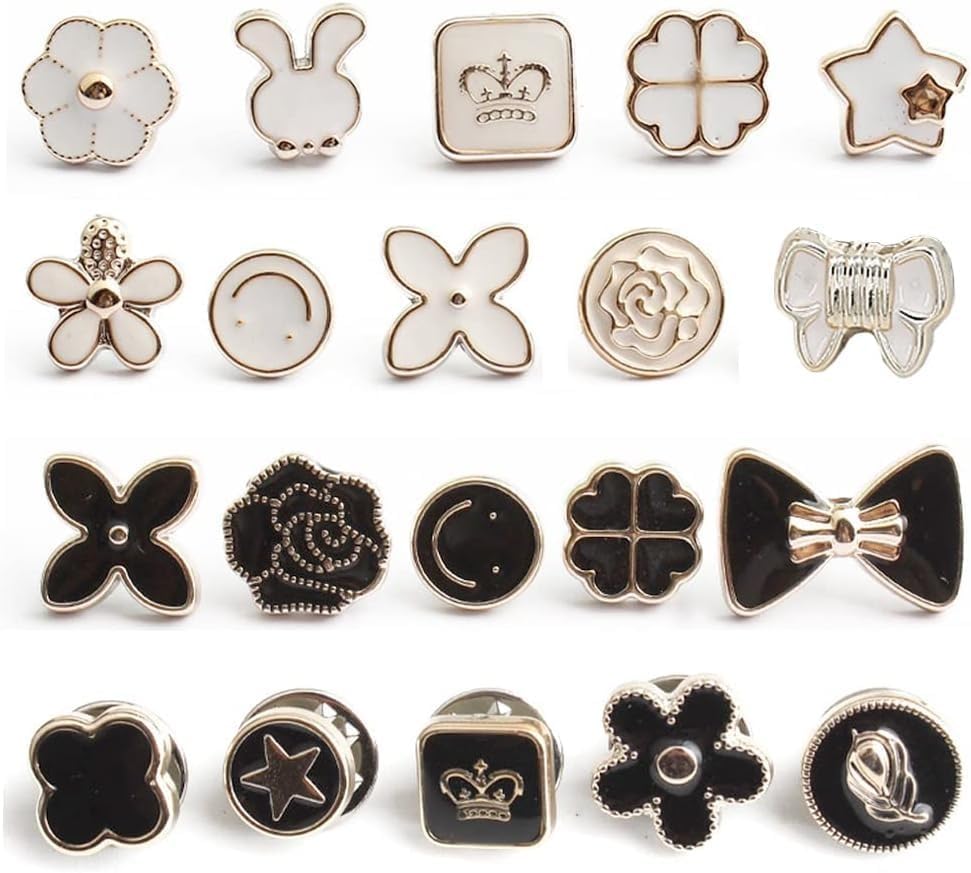 ZUMIE Women Shirt Brooch Buttons Pearl No Sew Button Pins Safety Rhinestones Mini Brooch Pins Cover up Button (20 pcs) (white and black button 20 pcs) (B0CKNBP33S) Amazon Price History, Amazon Price Tracker