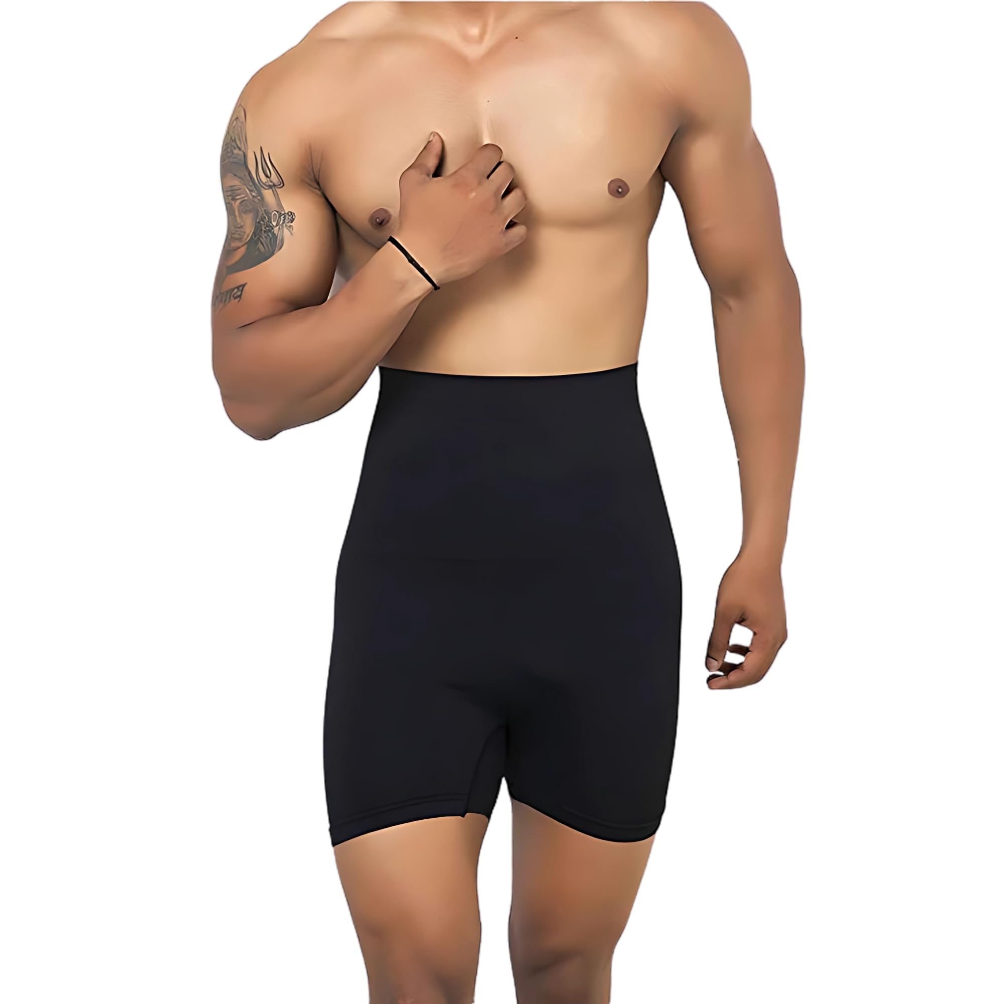zoyesha Tummy Tucker Mens High Waist Shapewear with Anti Rolling Strip Tummy Control Body(Cream_XL)-picture-49