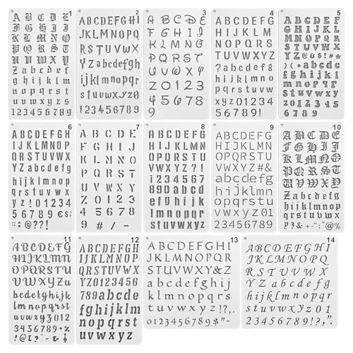 14 PCS Small Letter Stencils 1/2 Inch