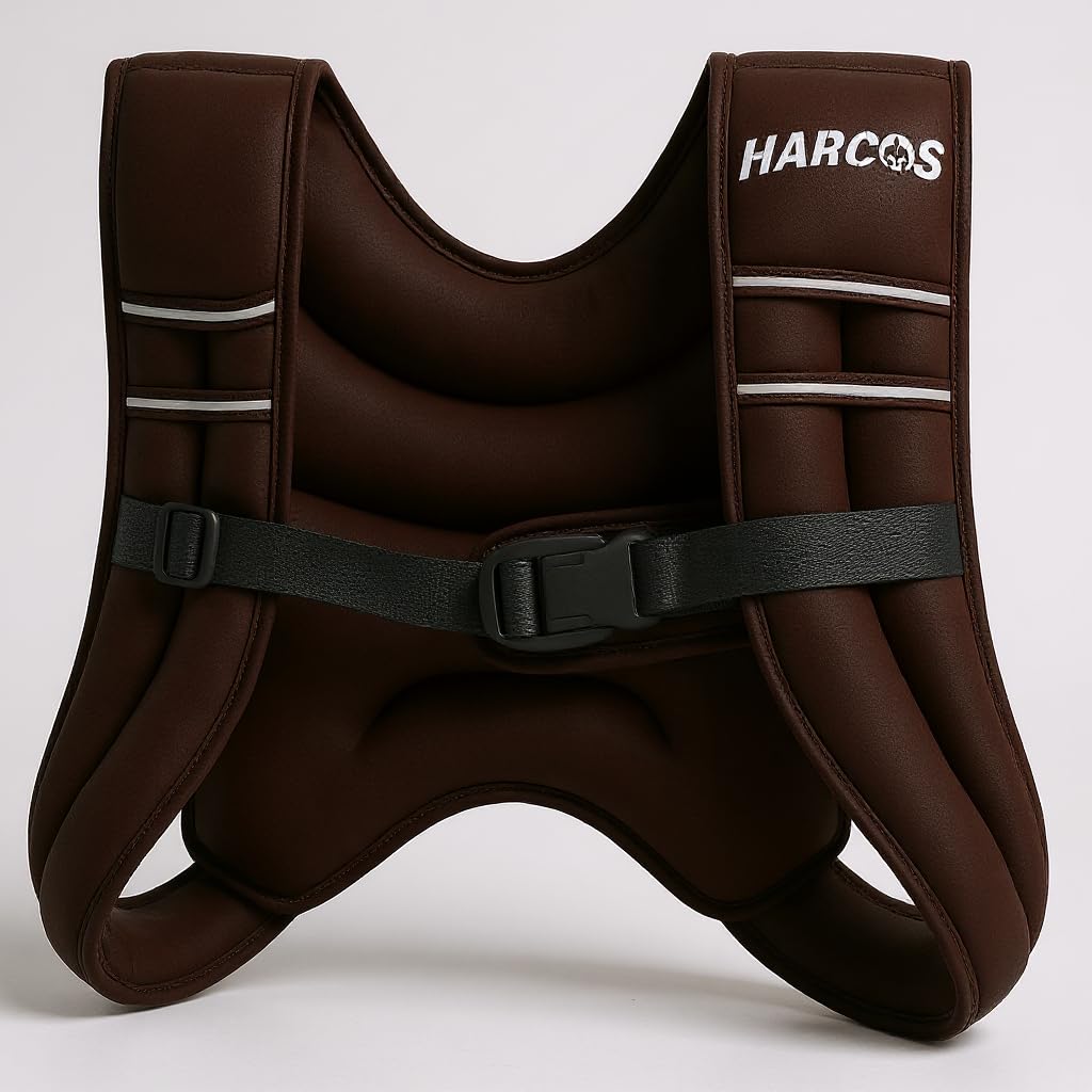 Harcos Weighted Vest, 6lb/8lb/12lb/16lb/20lb/22lb/25lb/30lb Weight Vest with Reflective Stripe for Workout, Strength Training, Running, Fitness, Muscle Building, Weight Loss, Weightlifting (Brown, 6 Lbs (2.72 Kg))-image-30