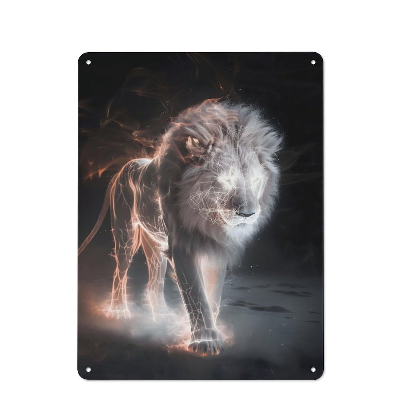 Junmoney Radiant Lion Roar Metal Sign 40X30cm With For Workshop Wall, Rustic Decor, For Garage, Workshop And Man Cave Decoration